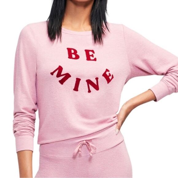 Wildfox Women’s Be Mine Pink Velvet Velour Baggy Beach Jumper Pullover Sweater L - Picture 10 of 10